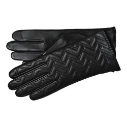 Belsac, skindhandske i sort med quilt og touch