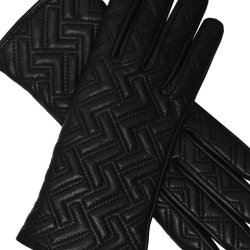 Belsac, skindhandske i sort med quilt og touch