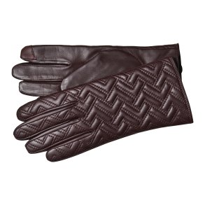 Belsac, skindhandske i brun med quilt og touch