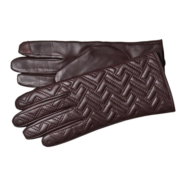 Belsac, skindhandske i brun med quilt og touch