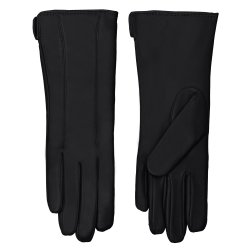 Belsac, lang skindhandske i sort med stikninger