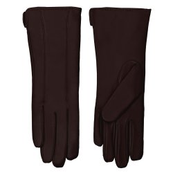 Belsac, lang skindhandske i brun med stikninger
