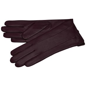 Belsac, lang skindhandske i blommefarvet med stikninger