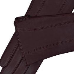 Belsac, lang skindhandske i blommefarvet med stikninger