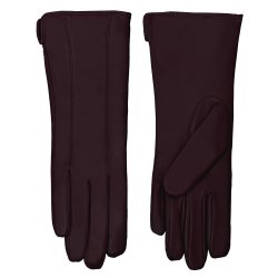 Belsac, lang skindhandske i blommefarvet med stikninger