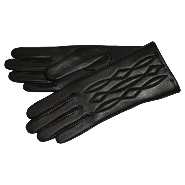 Karmen, Belsac skindhandske i sort med stikninger p oversiden