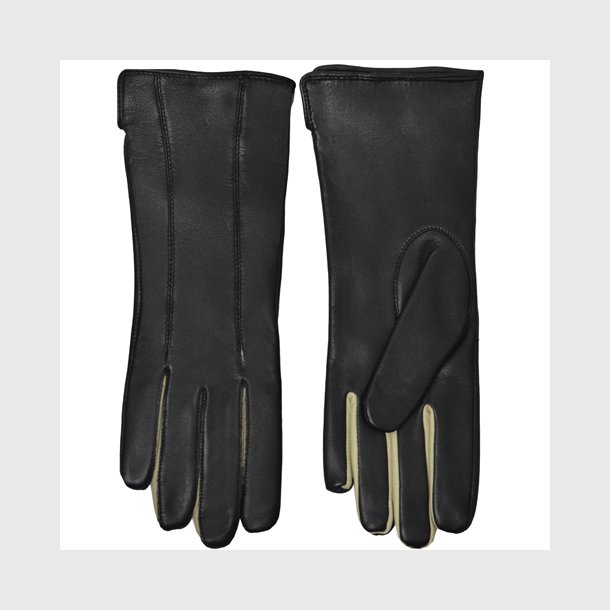 Belsac skindhandske i sort-beige/106