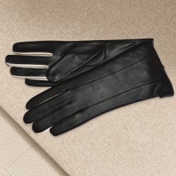 Belsac skindhandske i sort-beige/106