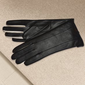 Belsac skindhandske i sort-beige/106