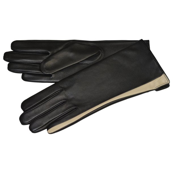 Katalina, Belsac skindhandske i sort med beige kontrast