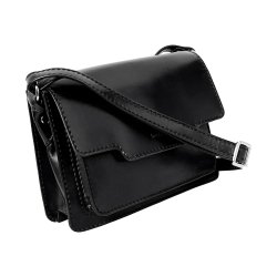 Belsac sort crossbody i bldt lder med flere rum og overslag