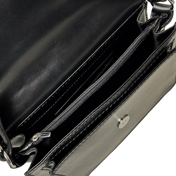 Belsac sort crossbody i bldt lder med flere rum og overslag