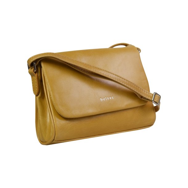 Sol, Belsac ginger crossbody i skind med gode rum, overslag og lang rem