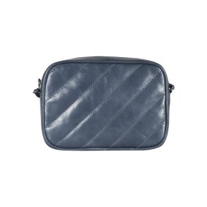 Abira, Belsac lys bl� crossbody i skind med lang regulerbar rem og quiltet front