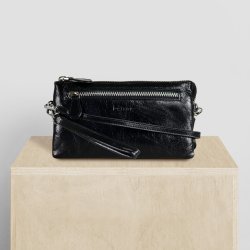 Abby, Belsac clutch i sort med lang rem og flere rum