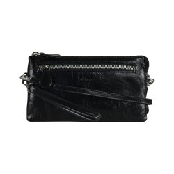 Abby, Belsac clutch i sort med lang rem og flere rum