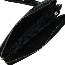 Abby, Belsac clutch i sort med lang rem og flere rum