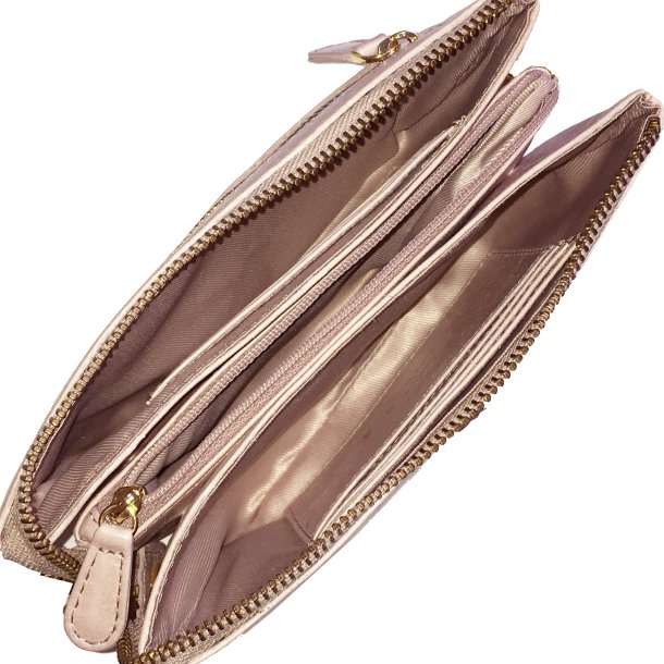 Abby, Belsac clutch i lys rosa med lang rem og flere rum 