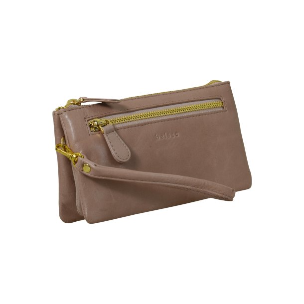 Abby, Belsac clutch i lys rosa med lang rem og flere rum 
