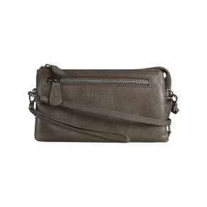 Abby, Belsac clutch i taupe med lang rem og flere rum 