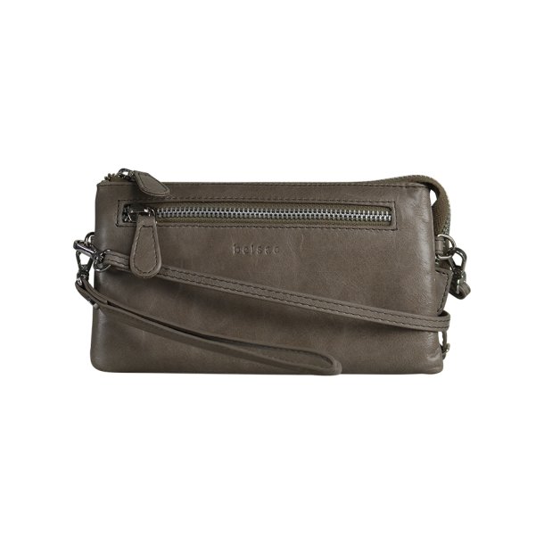 Abby, Belsac clutch i taupe med lang rem og flere rum 
