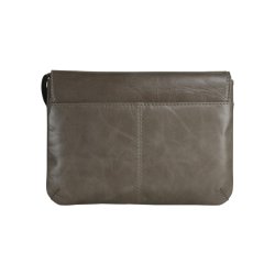 Abelina, Belsac taupe crossbody i bldt skind med overslag og lang aftagelig/regulerbar rem