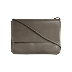 Abelina, Belsac taupe crossbody i bldt skind med overslag og lang aftagelig/regulerbar rem