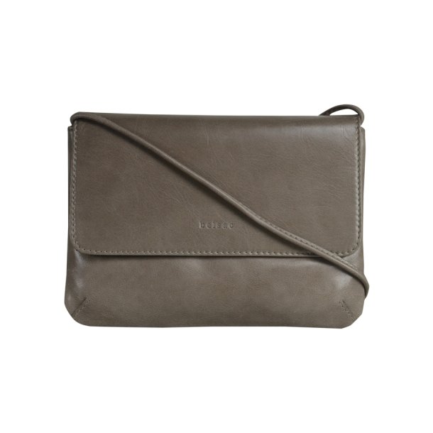 Abelina, Belsac taupe crossbody i bldt skind med overslag og lang aftagelig/regulerbar rem