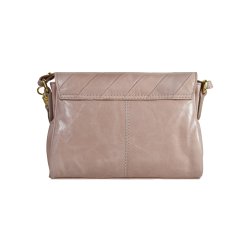 Carlina, Belsac lys rosa crossbody med overslag, fast bund og lang regulerbar rem