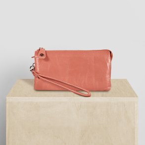 Monica, Belsac clutch i koral med flere rum og hndledsrem