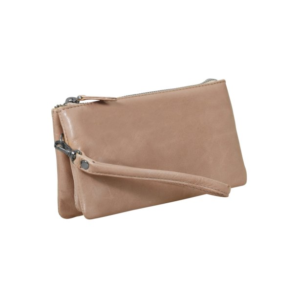 Monica, Belsac lys rosa clutch med flere rum og hndledsrem