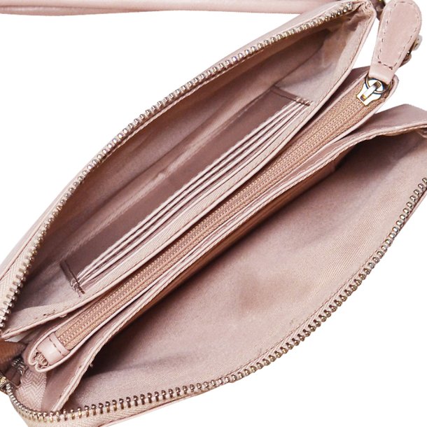 Monica, Belsac lys rosa clutch med flere rum og hndledsrem