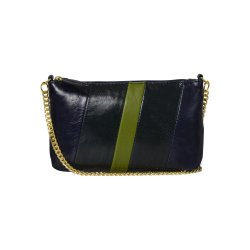 Chellie, Belsac blå crossbody/clutch i skind med guldkæde