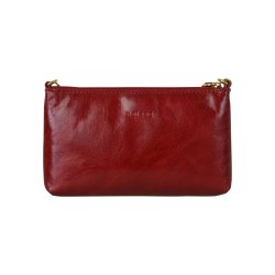 Chellie, Belsac rød skuldertaske/clutch i skind med guldkæde