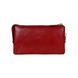 Chelsea, Belsac rød clutch i skind med håndledsrem og crossbodyrem