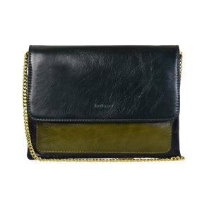 Chenaya, Belsac bl� crossbody i skind med overslag og guldk�de