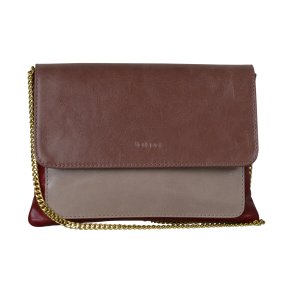 Chenaya, Belsac r�d crossbody i skind med overslag og guldk�de