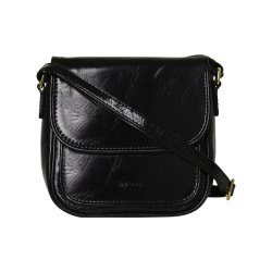 Chenett, Belsac sort crossbody i skind med fast bund og overslag