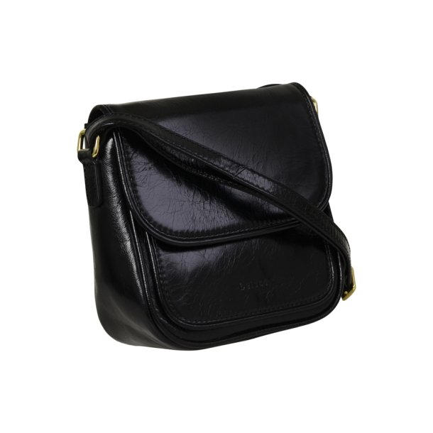 Chenett, Belsac sort crossbody i skind med fast bund og overslag