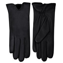 Belsac, kort skindhandske i sort med en slids p oversiden