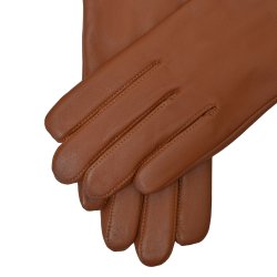 Kirsthine, Belsac glat skindhandske i cognac med touch