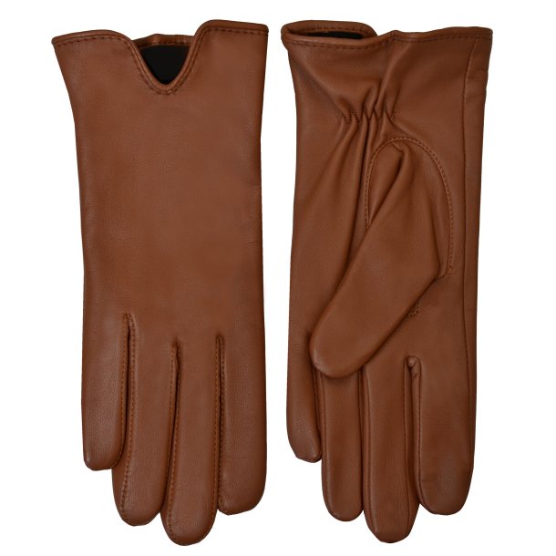 Kirsthine, Belsac glat skindhandske i cognac med touch