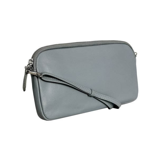 Abina, Belsac lys bl crossbody i skind med lang regulerbar rem