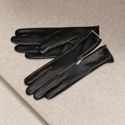 Belsac skindhandske i sort-beige med lynls/15