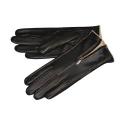 Belsac skindhandske i sort-beige med lynls/15