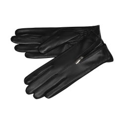 Belsac, skindhandske i sort med lynls 