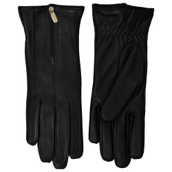 Belsac, skindhandske i sort med lynls 