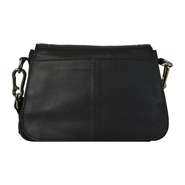 Deisti, Belsac sort crossbody i skind med flere rum og overslag