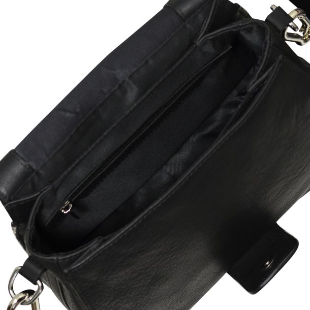 Deisti, Belsac sort crossbody i skind med flere rum og overslag