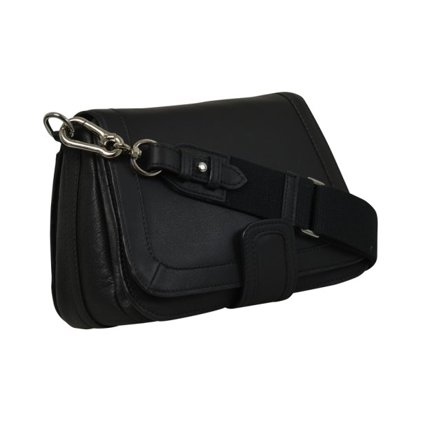 Deisti, Belsac sort crossbody i skind med flere rum og overslag